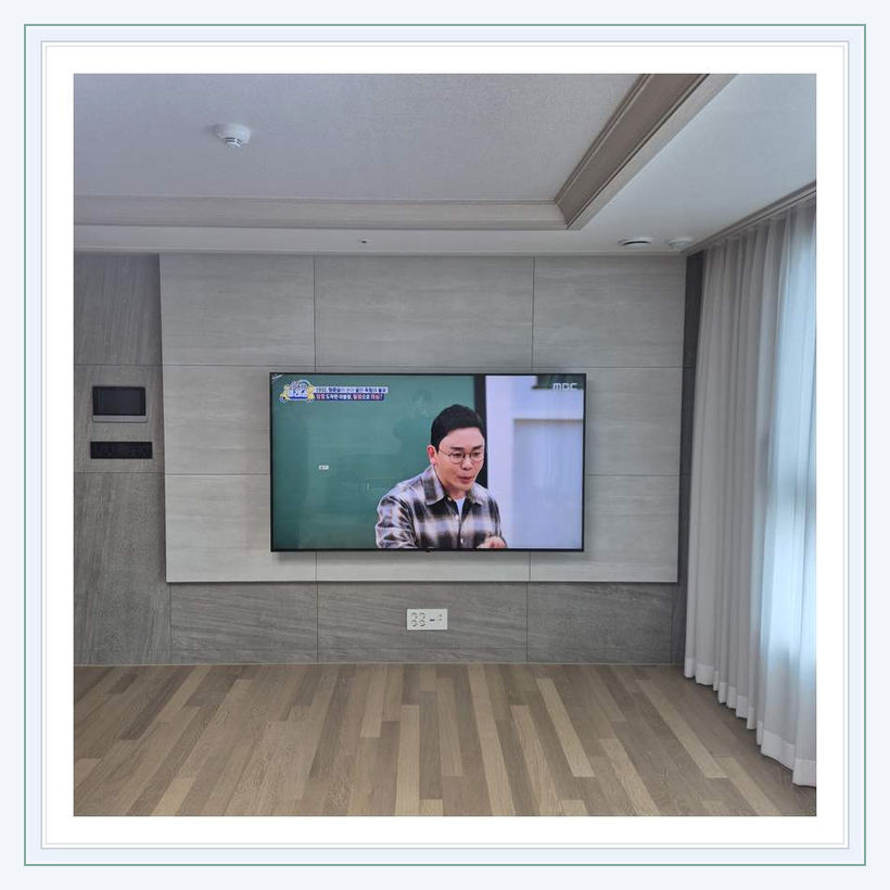 도봉 노원 중랑 아트월 벽면 상태 확인 관련 설치 참고 사진 1 · 사운드바의 음향 방향과 화면 간격을 맞추는 기준